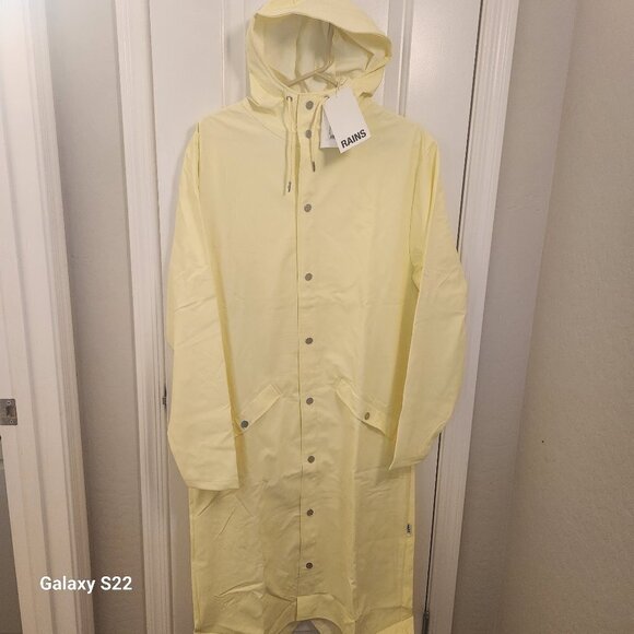 Rains Long Jacket Straw Yellow Raincoat Trench Coat. NWT. Size Various - Picture 1 of 8